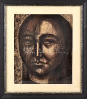 Jelzés nélkül (Angyalföldi Szabó Zoltán?): Női arckép. Szén, papír. Dekoratív, üvegezett fakeretben, 40,5×33,5 cm