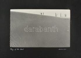 Markovics Ferenc (1936-2019): A homok játéka (Play of the sand), 1970. 1:1-es nagyítás fotópapírra. Jelzett fotóművészeti alkotás, matt fekete paszpartuval. Hátoldalán a művész bélyegzőjével. Felületi sérüléssel. 38x25 cm