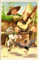 1940 A cserkész vidám és meggondolt. Cserkész levelezőlapok kiadóhivatala / Hungarian boy scout art postcard s: Márton L. (EK)