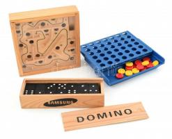 3 db táblás játék, dominó és más társasjáték