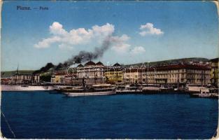 1916 Fiume, Rijeka; Porto / port, steamships + K.u.K. Inf. Baon II. 52. 7. Feldkomp Mészáros János hadapród II/52. zászlóalj Tábori posta 230 (EK)