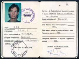 1992 Francia fényképest sportigazolvány magyar személy részére