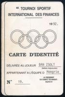 1992 Francia fényképest sportigazolvány magyar személy részére