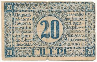 Románia / Temesvár 1919. 20f T:III-
Romania / Timisoara 1919. 20 Fileri C:VG