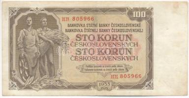 Csehszlovákia 1953. 100K T:III Czechoslovakia 1953. 100 Korun C:F Krause P#86