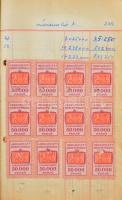 1945-1946 Budapesti forgalmi adó könyv több száz adóbélyeggel / Sales tax book with hundreds of sale...