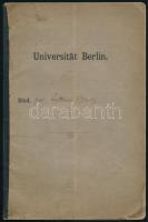 1912 Berlini Egyetem leckekönyve magyar személy részére