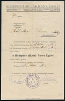 1932 Bp., Budapesti (Budai) Torna Egylet tagsági felvételi levele