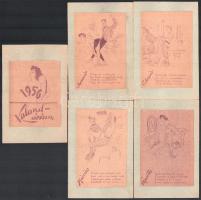 1956 Erotikus, pajzán kalendárium, 13 db kártya, 14x9 cm méretben