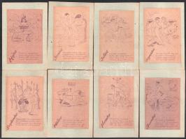 1956 Erotikus, pajzán kalendárium, 13 db kártya, 14x9 cm méretben
