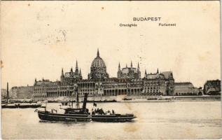 1915 Budapest V. Országház, Parlament, gőzhajó (fl)