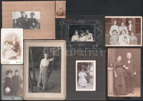 cca 1880-1900 12 db családi vizitkártya és kabinetfotó