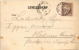 1900 Békéscsaba, Csaba; Járásbíróság, színház, Rudolf főgimnázium, Löffler Ignác üzlete