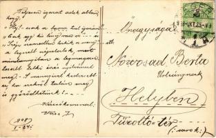 1908 Kézzel rajzolt és festett művészlap szélmalommal / Hand-drawn and hand-painted art postcard wit...