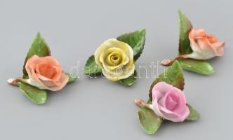 4db Herendi rózsa, lepattanásokkal, jelzett, 7,5x8 cm