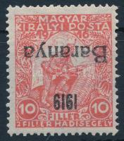 Baranya 1919 Hadisegély 10f fordított felülnyomással (22.000) / Mi 16 with inverted overprint. Signed: Bodor