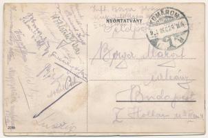 1914 Komárom, Komárnó; Új várkapu. Leporello belül vasútállomással, kikötővel / new castle gate. Lep...