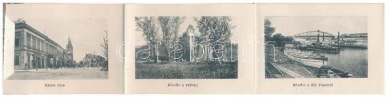 1914 Komárom, Komárnó; Új várkapu. Leporello belül vasútállomással, kikötővel / new castle gate. Lep...