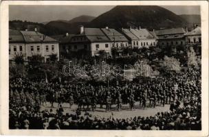 1940 Nagybánya, Baia Mare; bevonulás / entry of the Hungarian troops + 1940 Nagybánya visszatért So. Stpl. (EK)