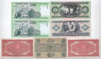 1919. 5K "OSZTRÁK-MAGYAR BANK BANKJEGYEIRE" + 1920. 2K "2ab" (2x) + 1969. 10Ft +...