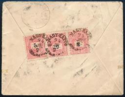 1894 Ajánlott levél 3 x 5kr bérmentesítéssel / 3 x 5kr on registered cover "NAGY-KAPOS" - ...