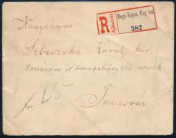 1894 Ajánlott levél 3 x 5kr bérmentesítéssel / 3 x 5kr on registered cover "NAGY-KAPOS" - ...