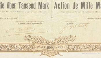 Német Birodalom / Strassbourg 1890. "Elzászi Dohánymanufaktúra Részvénytársaság" részvénye...