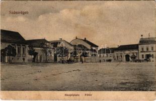 1917 Szászrégen, Reghin; Fő tér, Kölcsön és takarékpénztári szövetkezet. Traugott Blasi / Hauptplatz / main square, credit and savings bank (EK)