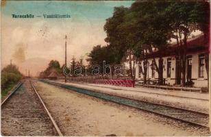 1921 Taracköz, Teresva; vasútállomás. Vasúti levelezőlapárusítás / railway station (Rb)