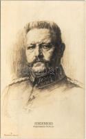 Hindenburg Ostpreussens Befreier / WWI German military art postcard, Field Marshal Hindenburg