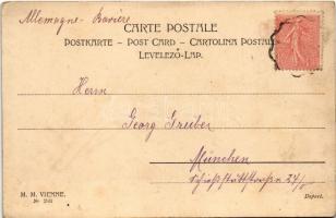 Bonne Année / New Year greeting art postcard. M. Munk Vienne Nr. 203. (ázott sarok / wet corner)