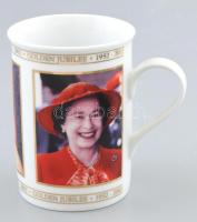 2002 Queen Elizabeth II (1926-2022) Golden Jubilee commemorative porcelain mug / II. Erzsébet brit királynő (1926-2022) uralkodásának aranyjubileumára kiadott porcelán emlékbögre. Matricás, etikettel jelzett, hibátlan, m: 10 cm