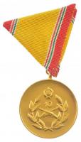 1983. Honvédelmi Érdemérem 10 év után aranyozott Br kitüntetés mellszalagon, díszdobozban T:1- patina NMK 657