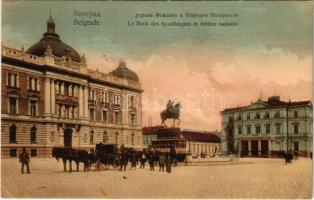 1908 Belgrád, Belgrade, Beograd; Le Bank des hypotheques et theatre national / bank, theatre (EK)