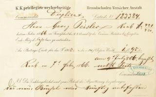 1866-1867-1871 Király szabadsággal bíró költsönös tüzkérvédlés. K. k. privil. wechselseitige Brandsc...