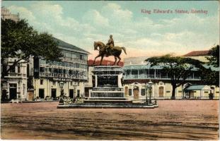 Mumbai, Bombay; King Edwards Statue, Temple Bar Hotel (crease)