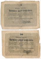 1849. 30kr Kossuth bankó (2x) T:III- nagyobb szakadás, ragasztás Adamo G103