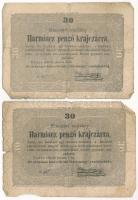 1849. 30kr Kossuth bankó (2x) T:III- Adamo G103