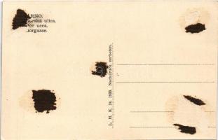 Komárom, Komárnó; Nádor utca, templom, Szentháromság szobor, üzletek / street, church, shops (ragasz...