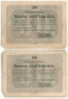 1849. 30kr Kossuth bankó (2x) T:III,III- kis szakadás Adamo G103