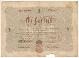 1848. 5Ft Kossuth bankó barna nyomat YE.f. 89428 T:III- papírhiány Adamo G109A