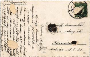 1932 Eperjes, Presov; Masaryk utca, Vogel, ?ódy Dom, Goldberger, Filip Schwarcz üzlete, cipőbolt, pi...