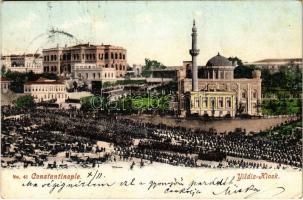 1907 Constantinople, Istanbul; Yildiz Kiosk / military parade, market (Rb)