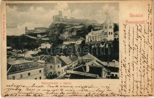 1900 Trencsén, Trencín; városrészlet a várral. Szold Henrik kiadása / general view with the castle