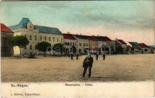 1908 Szászrégen, Reghin; Fő tér. J. Hübner kiadása / Hauptplatz / main square (EK)