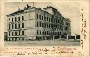 1903 Temesvár, Timisoara; K.u.k. Infanterie Caedetten Schule / Cs. és kir. gyalogsági hadapródiskola, építkezés. Káldor Zs. és társa kiadása / Military infantry cadet school, construction (EK)