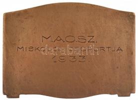 1933. "MAOSZ Miskolci Csoportja 1933. / I. díj" bronz díjplakett (45mm) T:2