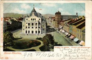 1902 Kassa, Kosice, Kaschau; színház és Fő utca. Feitzinger Ede 1902/12. 208. / theatre ad main street (EK)