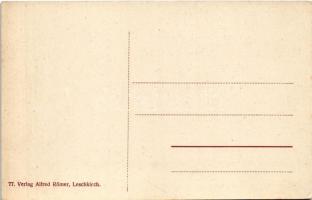 Újegyház, Leschkirch, Nocrich; templom, Alsó utca, üzlet. Alfred Römer kiadása / Untere Gasse, Rum. ...