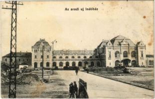 1913 Arad, Ú indóház, vasútállomás, építkezés / new railway station, construction